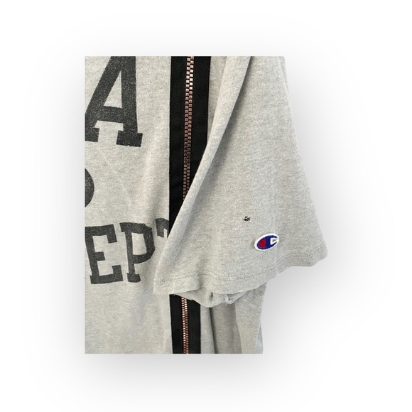 new LF Furst of a Kind ☯︎︎ Upcycled Vintage Zipper Tee ☯︎︎ Gym T Shirt ☯︎︎ Grey - Picture 7 of 16